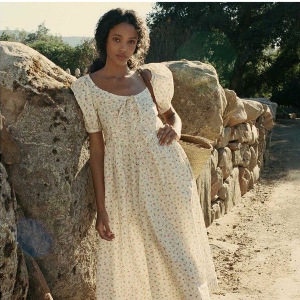 Dôen Monceau cream and floral cotton dress